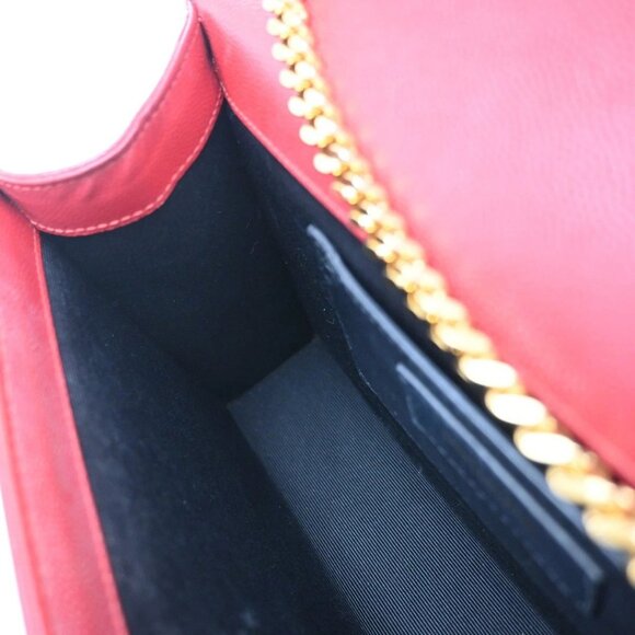 SAINT LAURENT YSL Logo 2Way Chain Shoulder Clutch Bag Red GHW Italy 22RF821 - Picture 9 of 16